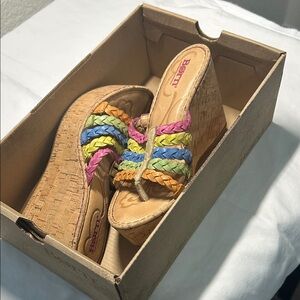 Born Women's Colorful Braided Wedge Sandals